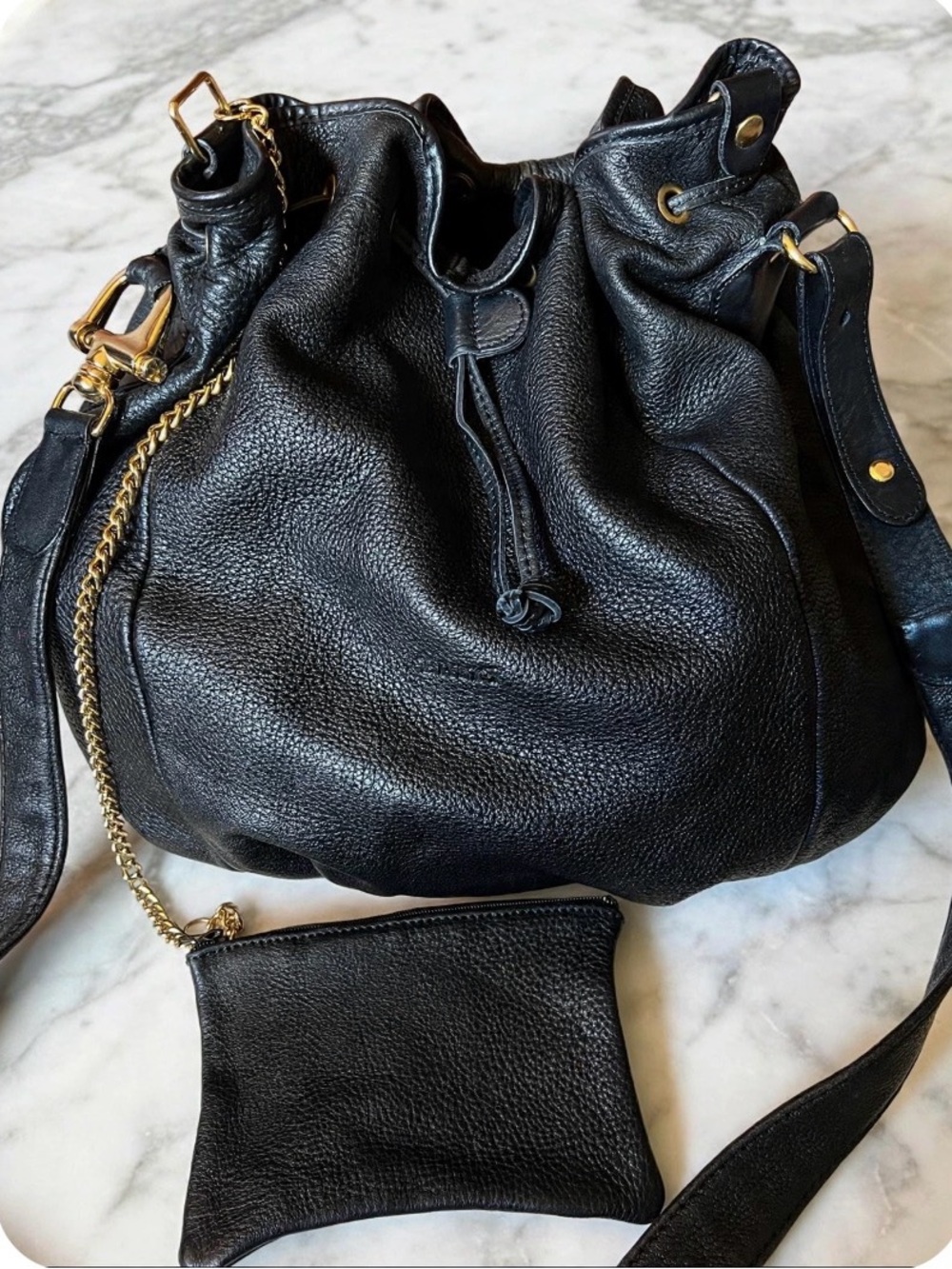 Vintage BALLY Thick Soft Slouchy Black Pebbled Premium Leather Bucket Bag XL